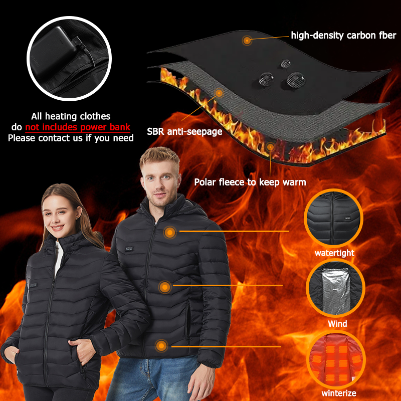 Factory USB Electric Self Heating Jacket Waterproof Lightweight Self Heated Jacket In Stock