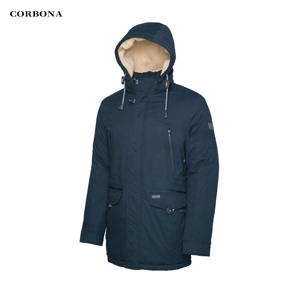 CORBONA High Quality Warm Cotton Clothing Men's Jacket Business Casual Mid-Length Fashion Thicken Coat Lamb Wool in Hat