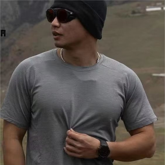 Outdoor Summer Men's 100%Merino Wool quick-drying shirt lapel shirt Merino Hiking breathable T-shirt