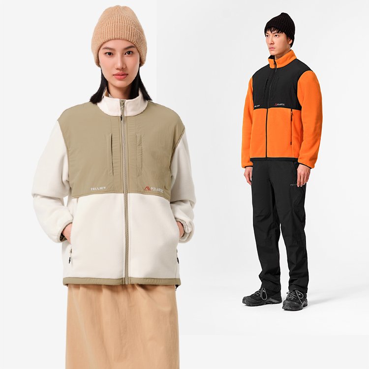 2024 new hiking outdoor winter stand collar unisex Color matching warm POLARTEC fleece jacket