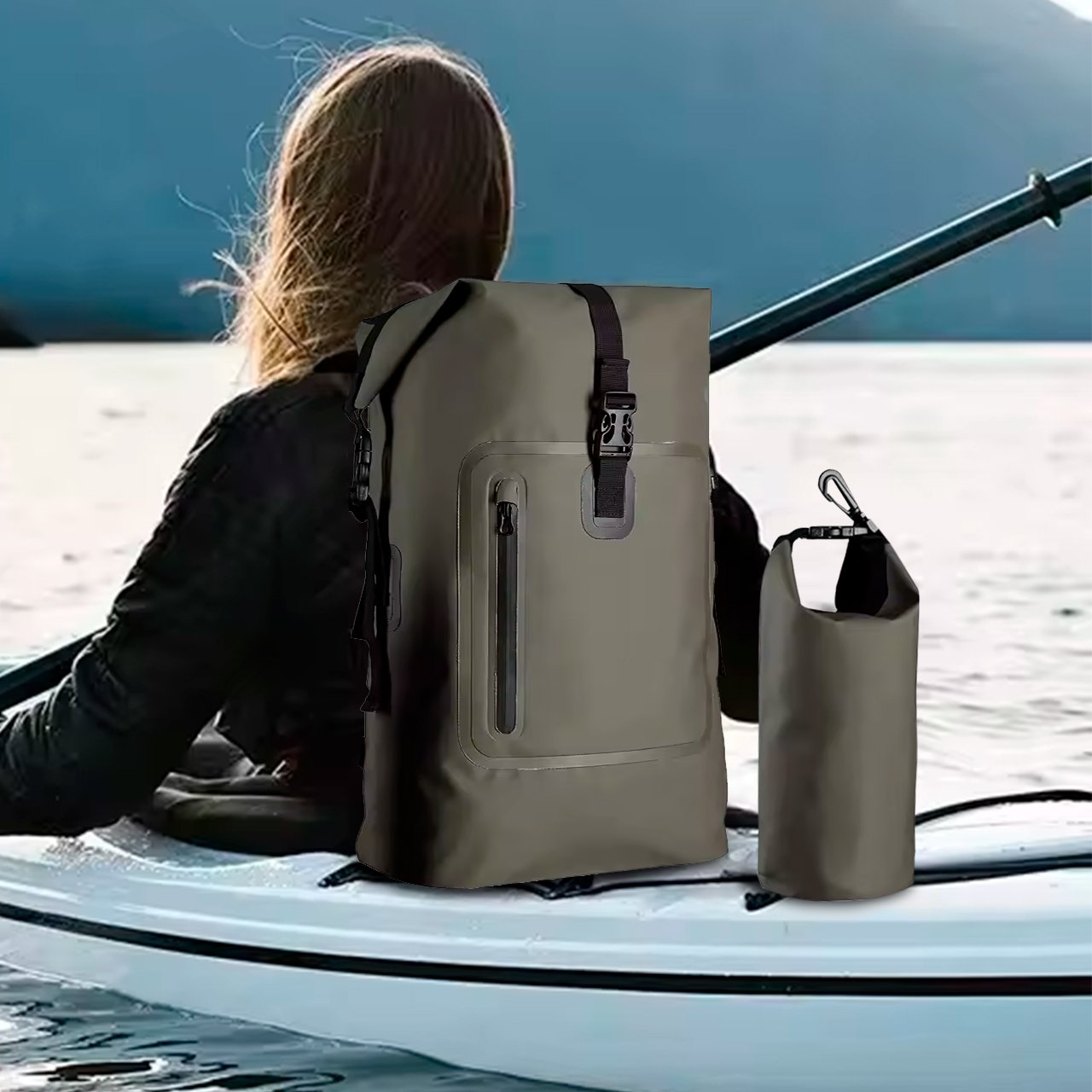 Lightweight 30L 500D PVC Tarpaulin Camping Hiking Fishing Waterproof Zipper Dry Backpack With Waterproof Backpsck
