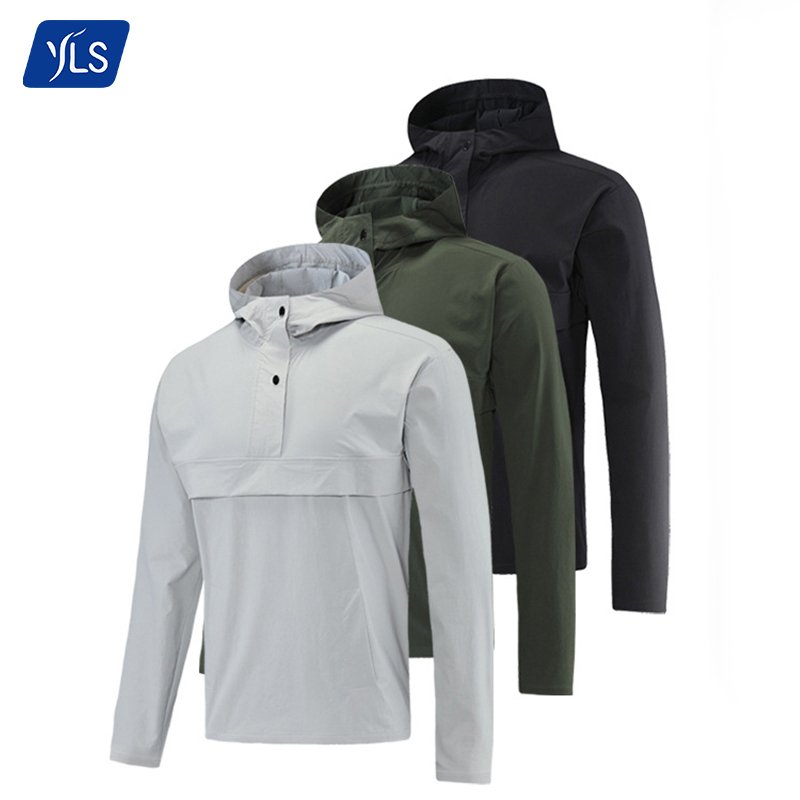 YLS High Quality Nylon Quick Dry Jogging Track Mens Workout Gym Wear Custom Logo Sport Hiking Hoodies Running Jacket