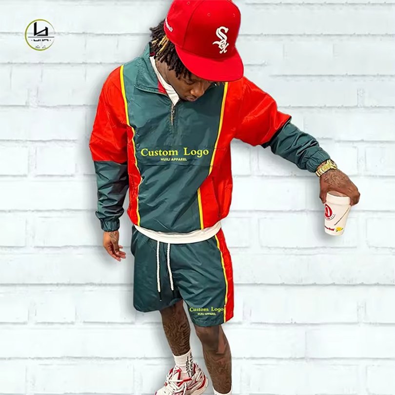 Summer Men's Clothing Waterproof Quick Dry Jacket Two Piece Set Wholesale Custom Soft Shell Windbreaker Shorts Set Men