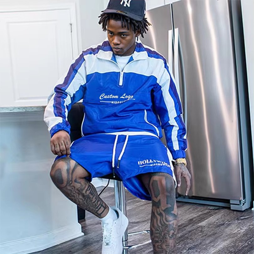 Summer Men's Clothing Waterproof Quick Dry Jacket Two Piece Set Wholesale Custom Soft Shell Windbreaker Shorts Set Men