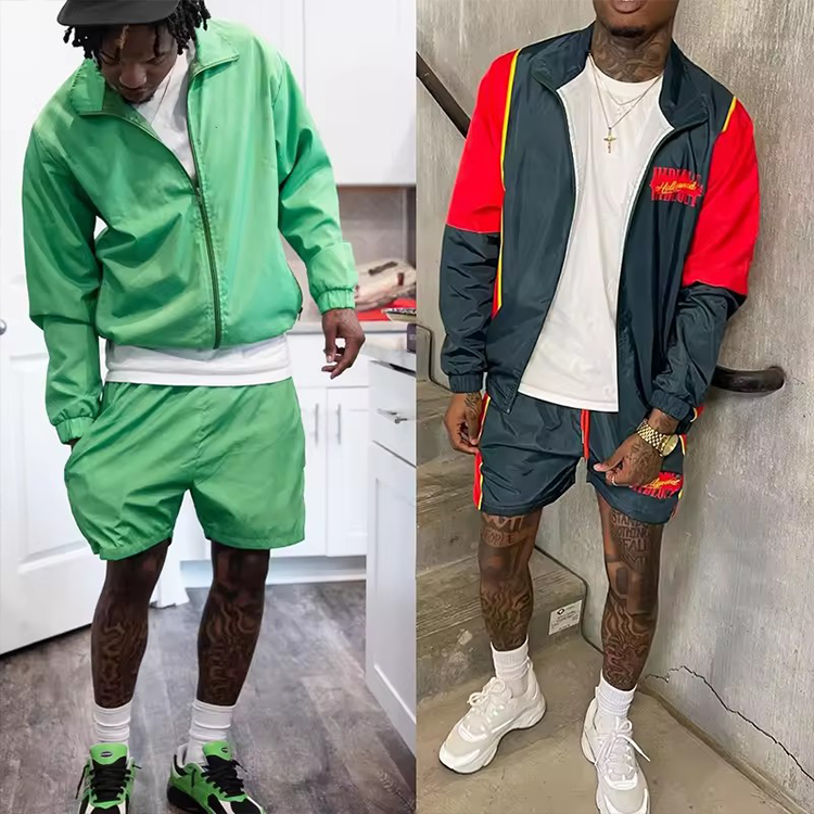Summer Men's Clothing Waterproof Quick Dry Jacket Two Piece Set Wholesale Custom Soft Shell Windbreaker Shorts Set Men