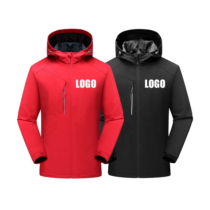Custom Logo Fleece Autumn Winter Windbreaker Jacket Casual Solid Waterproof Outdoor Clothing Men's Jackets