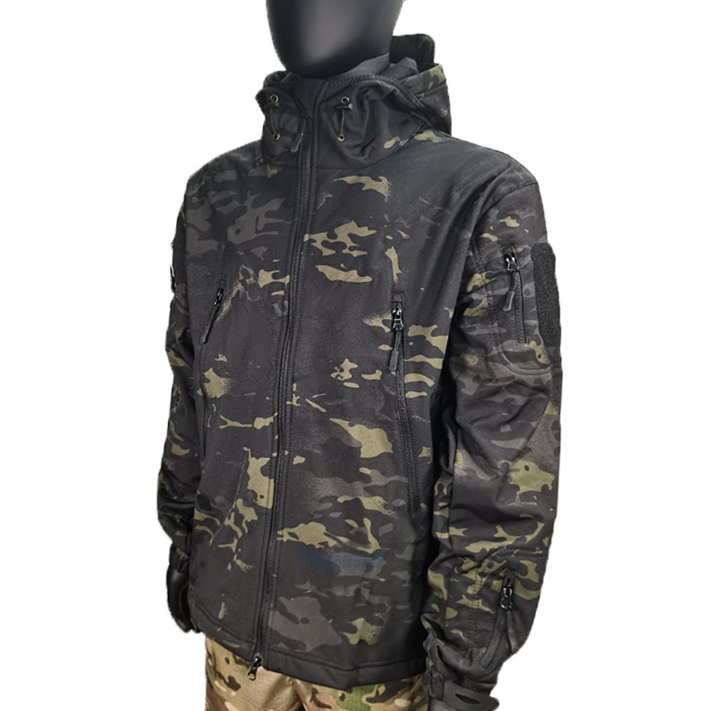 Camouflage Hooded Warm Keep Plus Size Men's Clothing Fleece Hiking Windbreaker Waterproof Jacket