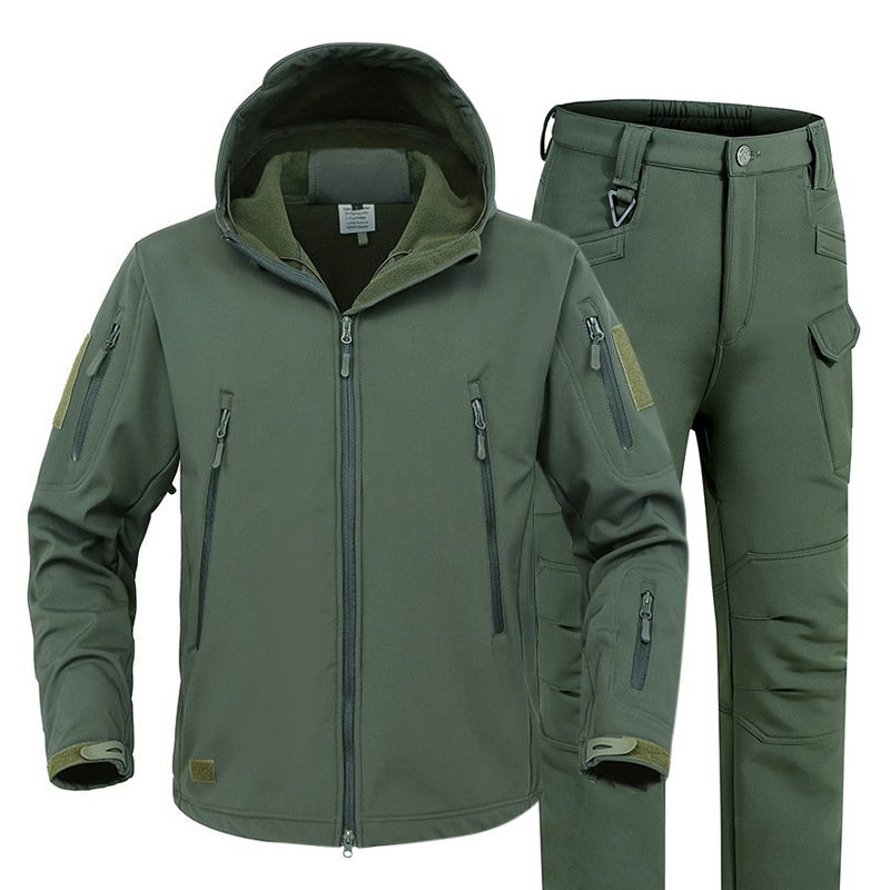 Wholesale Khaki Tactical Windproof Windbreaker Uniform Mens Outdoor Training Hiking Clothing Set Tactical Pants