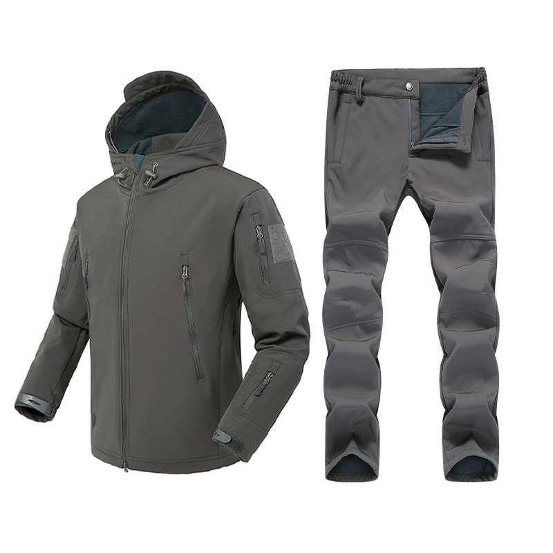 Wholesale Khaki Tactical Windproof Windbreaker Uniform Mens Outdoor Training Hiking Clothing Set Tactical Pants