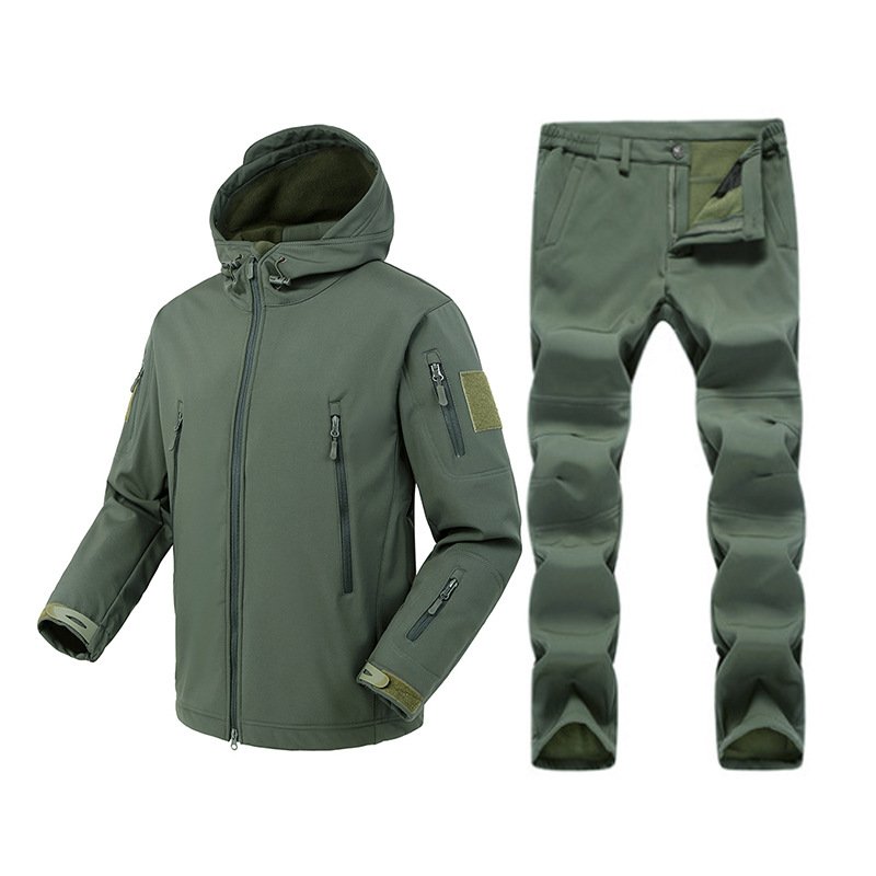 Wholesale Khaki Tactical Windproof Windbreaker Uniform Mens Outdoor Training Hiking Clothing Set Tactical Pants