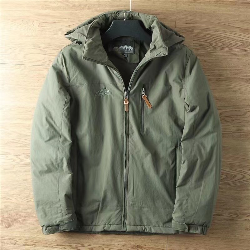 Plus Size Stock Plus Size Man Jacket Winter Coat Hooded Fleece Padded Long Jacket Zipper Thicken Warm