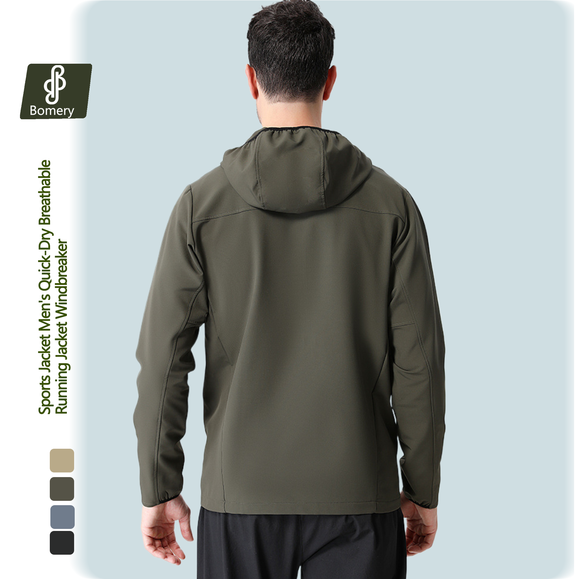 Bomery Unisex Casual Softshell Hooded Jacket Waterproof Lightweight Windproof Autumn Hiking Climbing Factory Custom Logo XL