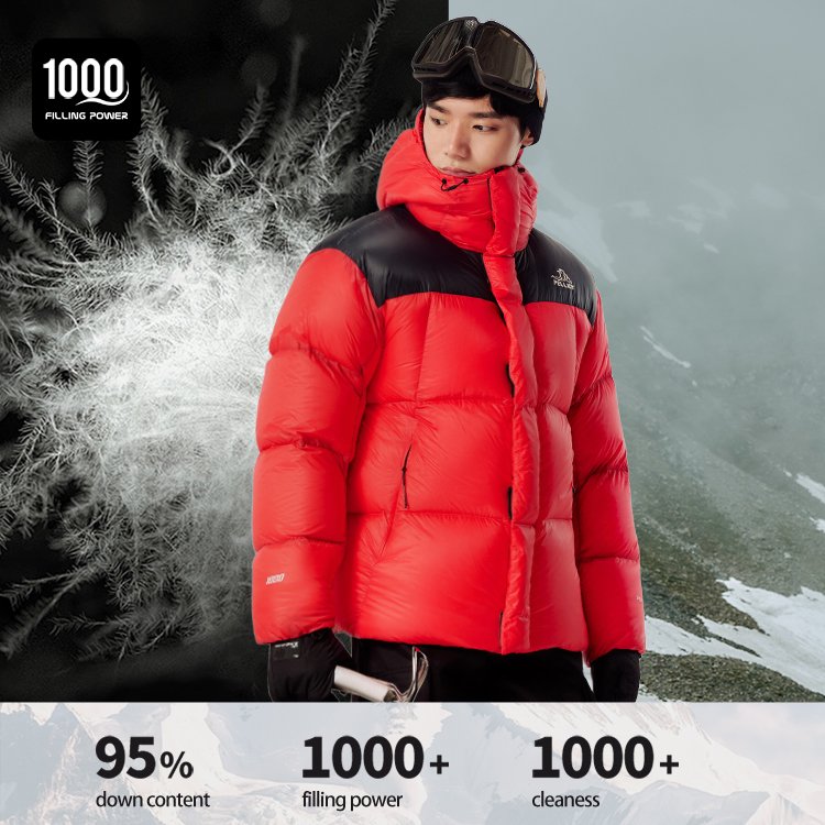 PELLIOT winter warm outdoor hiking windproof 1000 filling power white goose down puffer jacket ultralight camping down coat