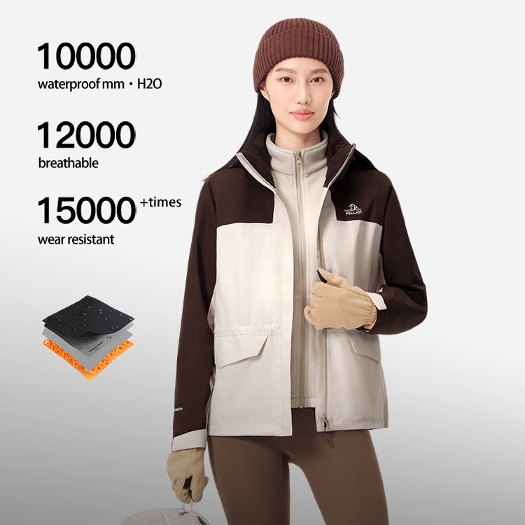 Pelliot Women Hiking Outdoor Long Fashion Waterproof Jacket 100% Polyester for Women Adults Winter Camping & Hiking Wear Letter
