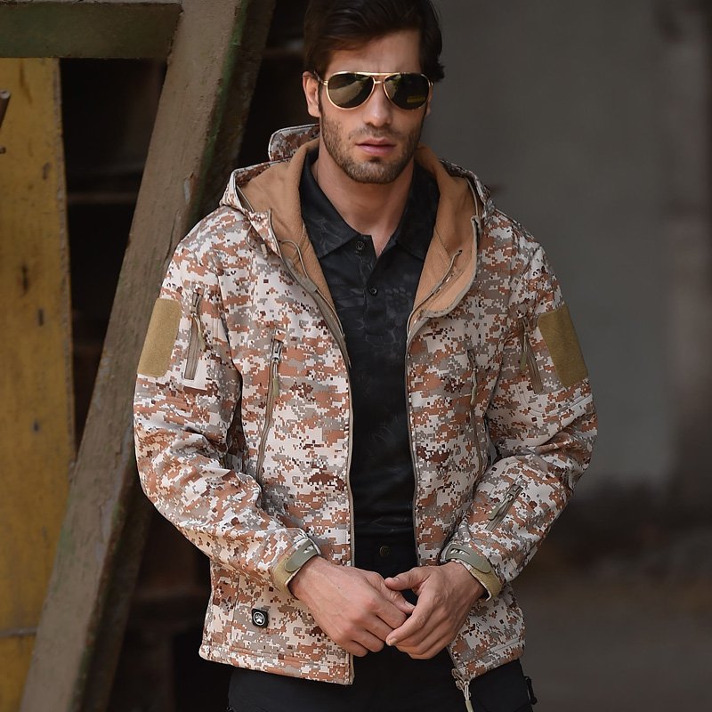 In Stock Windproof Tactical Coat Soft Shell Combat Jacket Hiking Camping Waterproof Jacket