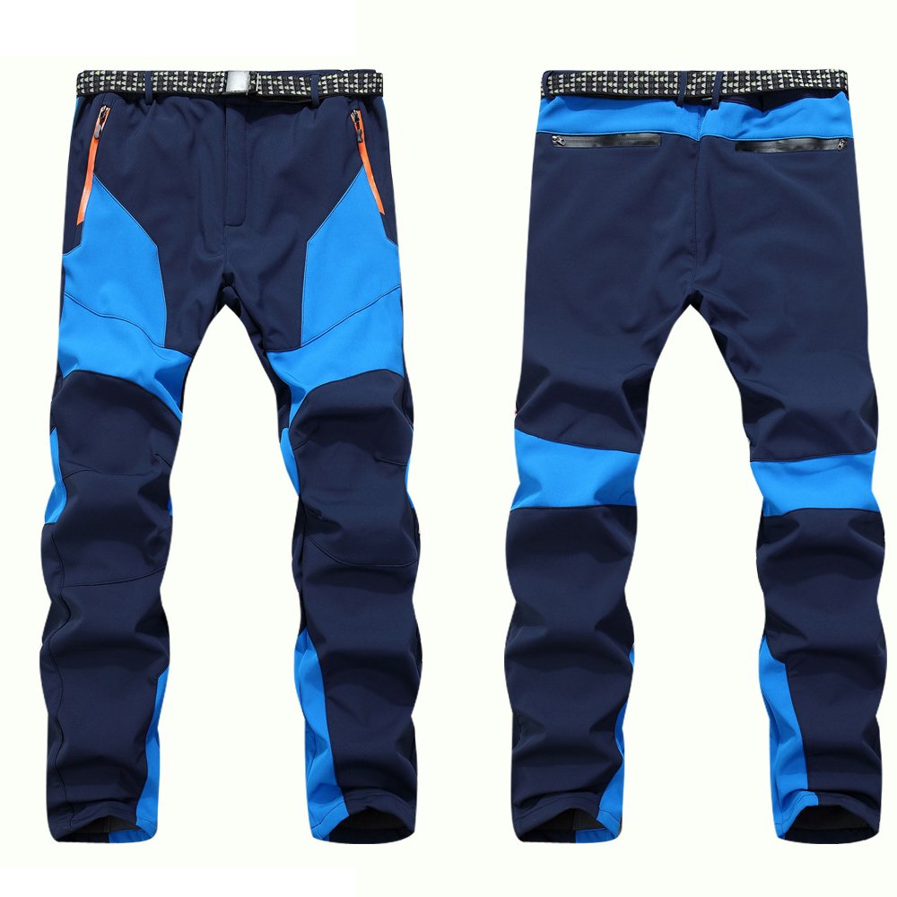 Custom Men's Winter Hiking Pants Outdoor Waterproof Thermal Fleece Softshell Trousers Mountain Climbing Skiing Trekking
