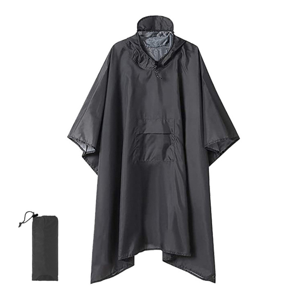 Hooded Rain Poncho for Adult with Pocket, Waterproof Lightweight Unisex Raincoat for Hiking Camping Emergency