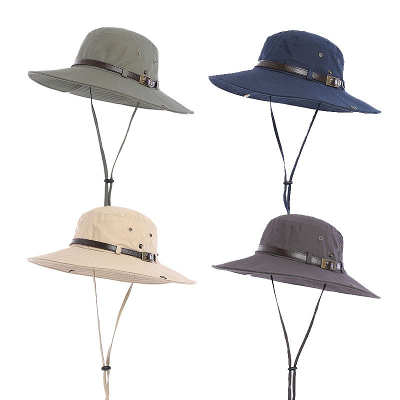 Unisex Double Layer Fisherman Bucket Hat Solid Color Sun Protection Adjustable-for Outdoor Hiking Casual Wear Travel Adults Kids