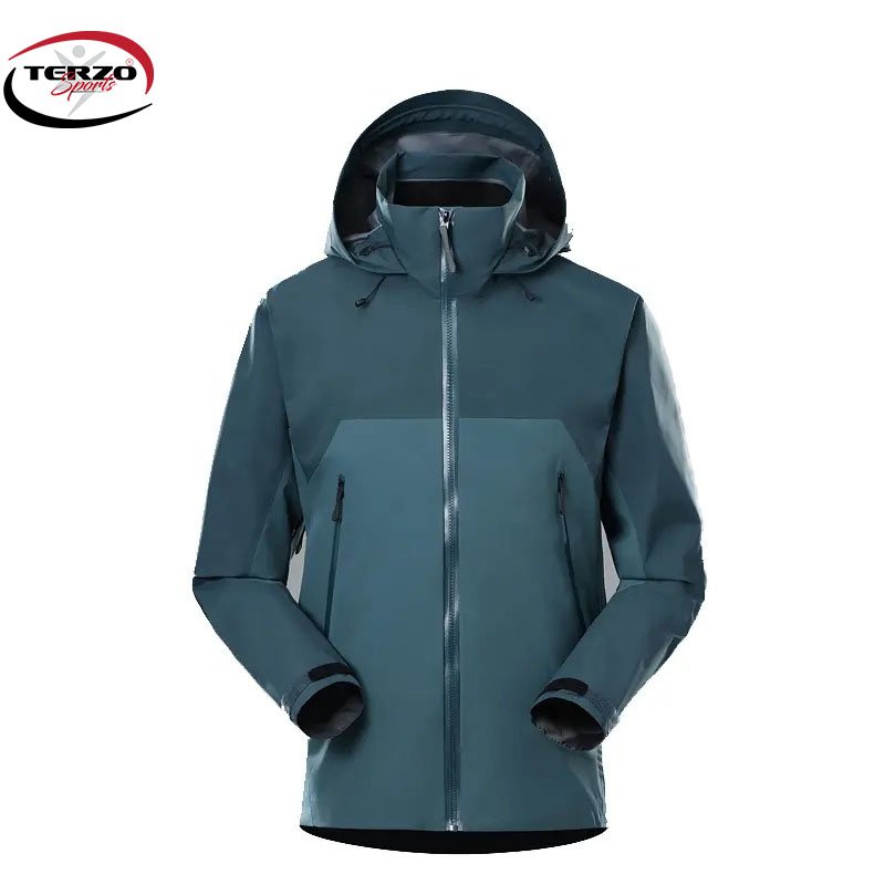 Men's Lightweight Hooded Hiking Jacket Waterproof Windbreaker Made of Polyester/Cotton Customized Logo Other Printing Methods