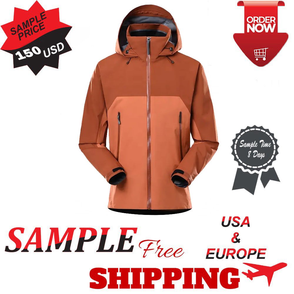 Men's Lightweight Hooded Hiking Jacket Waterproof Windbreaker Made of Polyester/Cotton Customized Logo Other Printing Methods