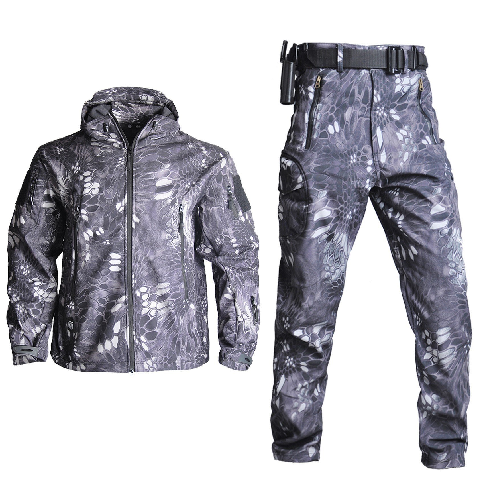 Jinteng Wholesale Combat Camouflage Camo Tactical Suits Winter Outdoor Hiking Clothing Softshell Jacket Security Guard Uniform