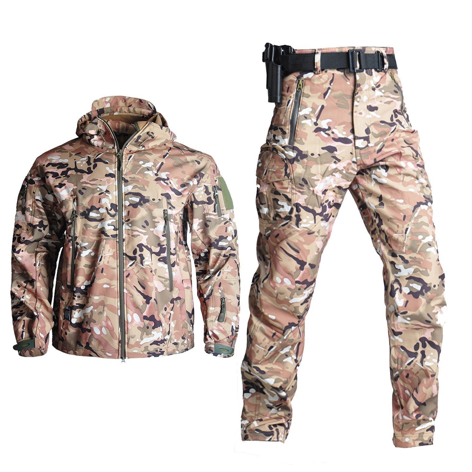 Jinteng Wholesale Combat Camouflage Camo Tactical Suits Winter Outdoor Hiking Clothing Softshell Jacket Security Guard Uniform