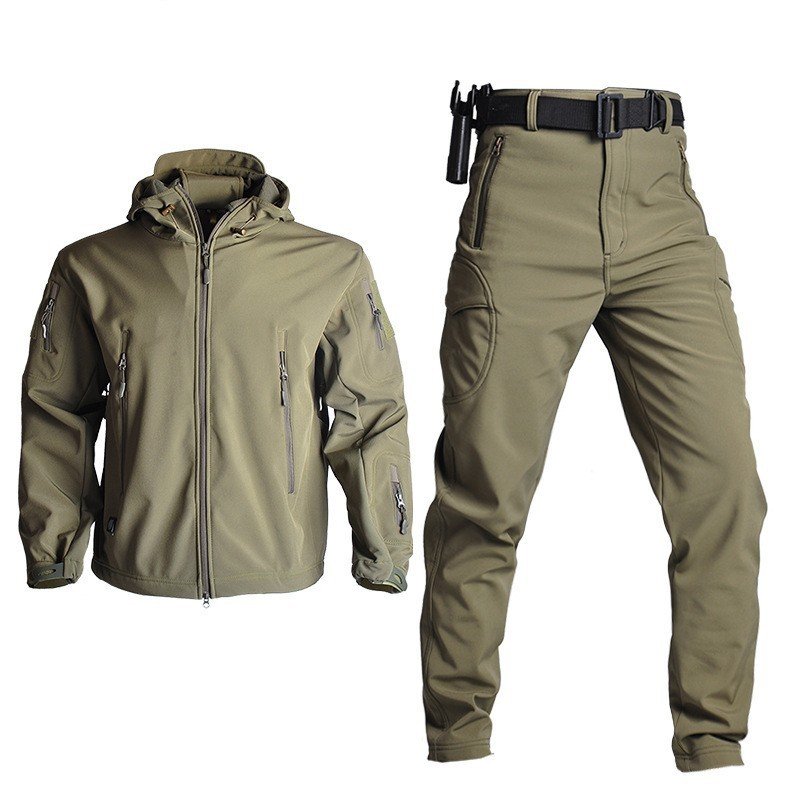 Jinteng Wholesale Combat Camouflage Camo Tactical Suits Winter Outdoor Hiking Clothing Softshell Jacket Security Guard Uniform