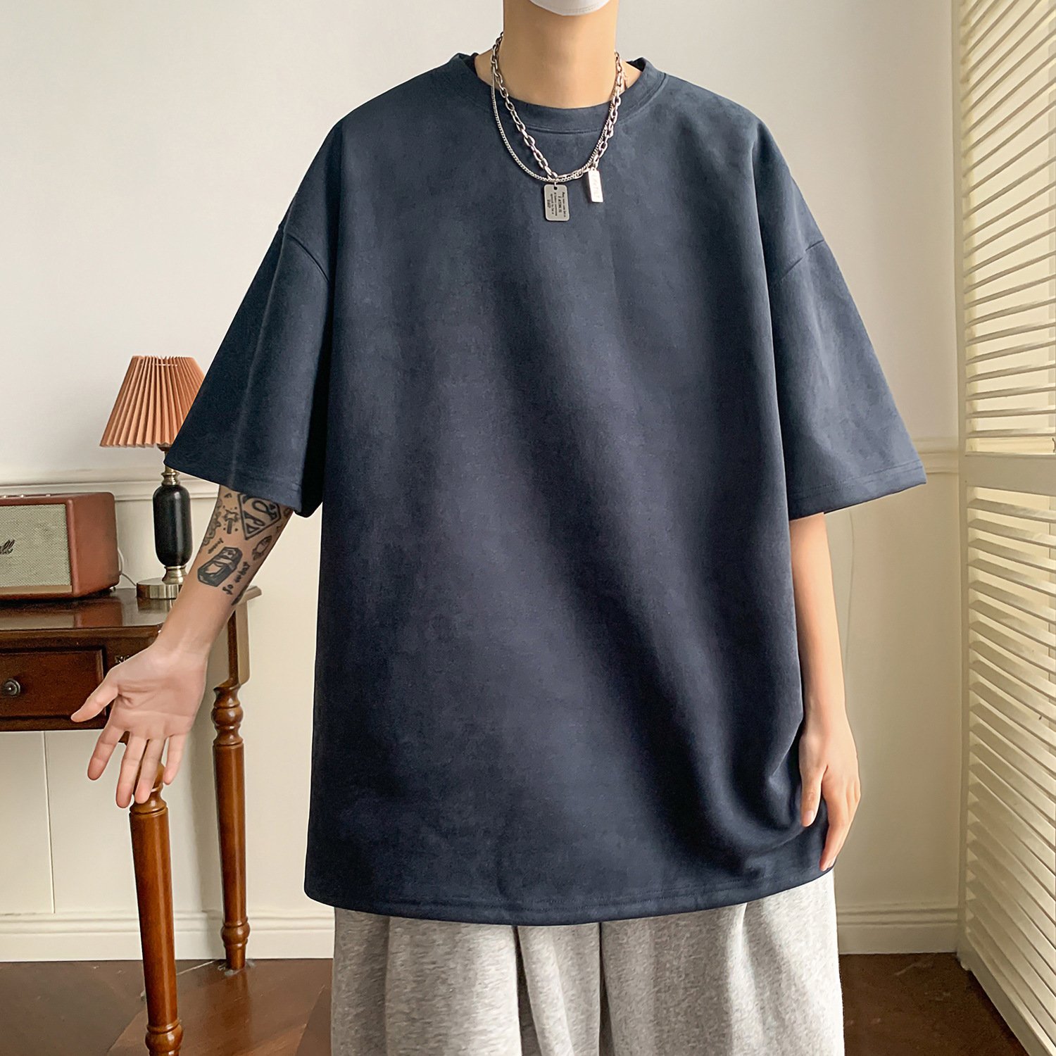 Custom Summer Maxi Dress Women Solid Blue Cotton Linen Collarless Minimalist Sleeveless Modest Button Loose Breathable ODM