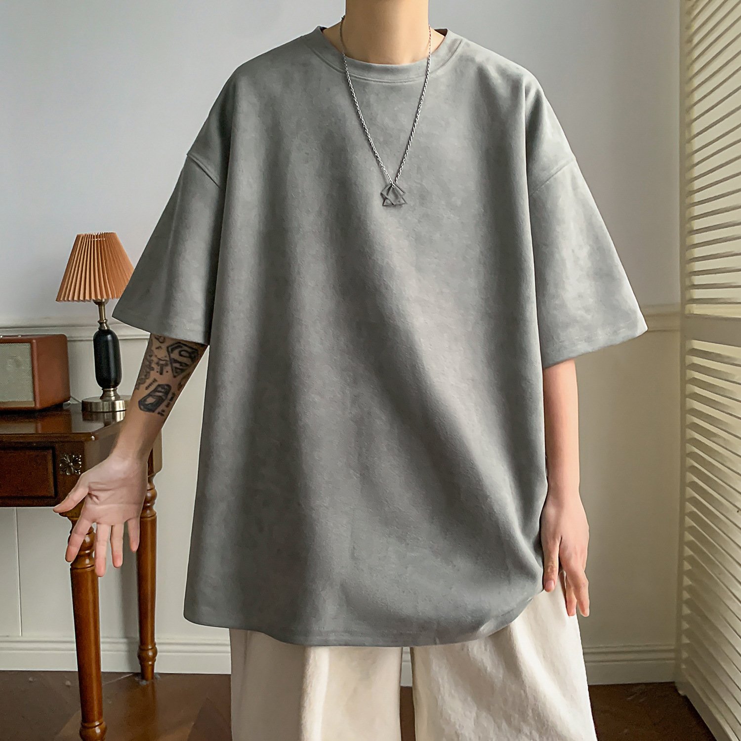 Custom Summer Maxi Dress Women Solid Blue Cotton Linen Collarless Minimalist Sleeveless Modest Button Loose Breathable ODM