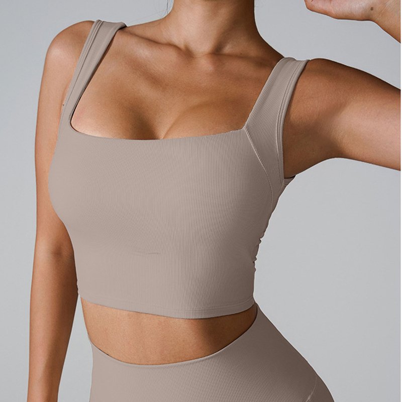 Custom Logo New Quick-drying Sports Tank Top For Women One-piece Fixed Cup Bra Tops Sexy Back Hollow Out Shockproof Yoga Bra