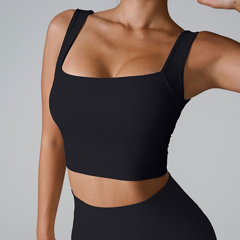 Custom Logo New Quick-drying Sports Tank Top For Women One-piece Fixed Cup Bra Tops Sexy Back Hollow Out Shockproof Yoga Bra