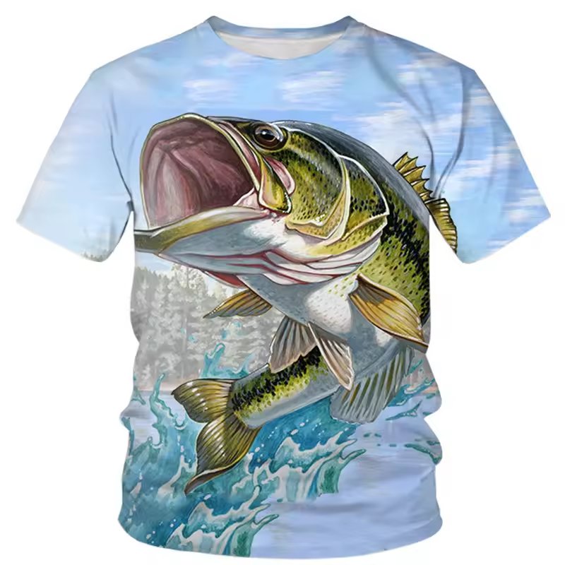Quick Dry Fishing Style Digital Printing Fishing Cloth Fishing short sleeve T-shirt Hiking short sleeve T-shirt For Men