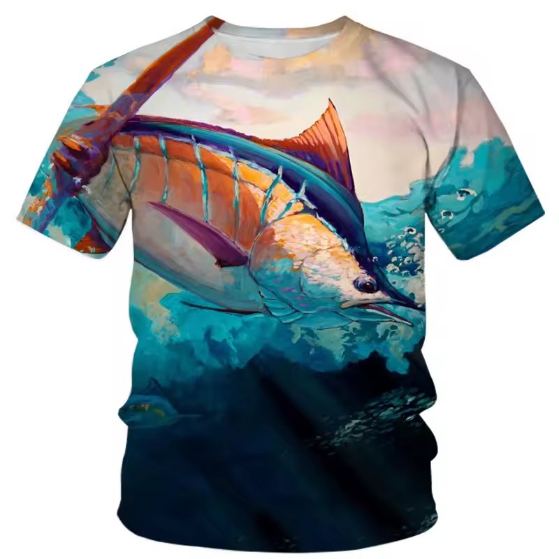 Quick Dry Fishing Style Digital Printing Fishing Cloth Fishing short sleeve T-shirt Hiking short sleeve T-shirt For Men