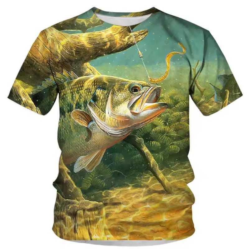 Quick Dry Fishing Style Digital Printing Fishing Cloth Fishing short sleeve T-shirt Hiking short sleeve T-shirt For Men
