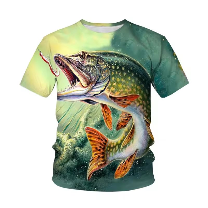Quick Dry Fishing Style Digital Printing Fishing Cloth Fishing short sleeve T-shirt Hiking short sleeve T-shirt For Men