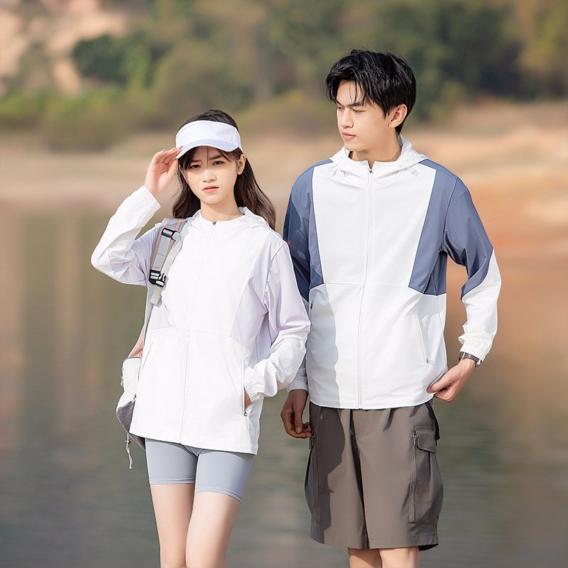 Summer Mens Womens Breathable Ice Silk Sunscreen Clothing Hooded Fishing Shirts Outdoor Long Sleeve UV Protection Jacket