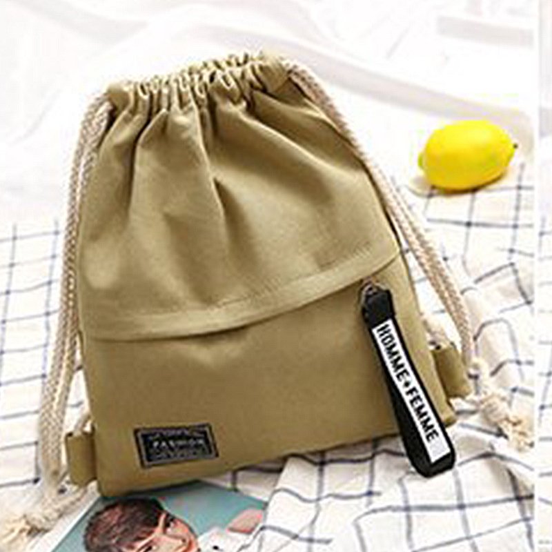 Customized Logo Pockets Cotton Canvas Drawstring Backpack Bag Canvas Pouch String Backpack For Shopping And Gym