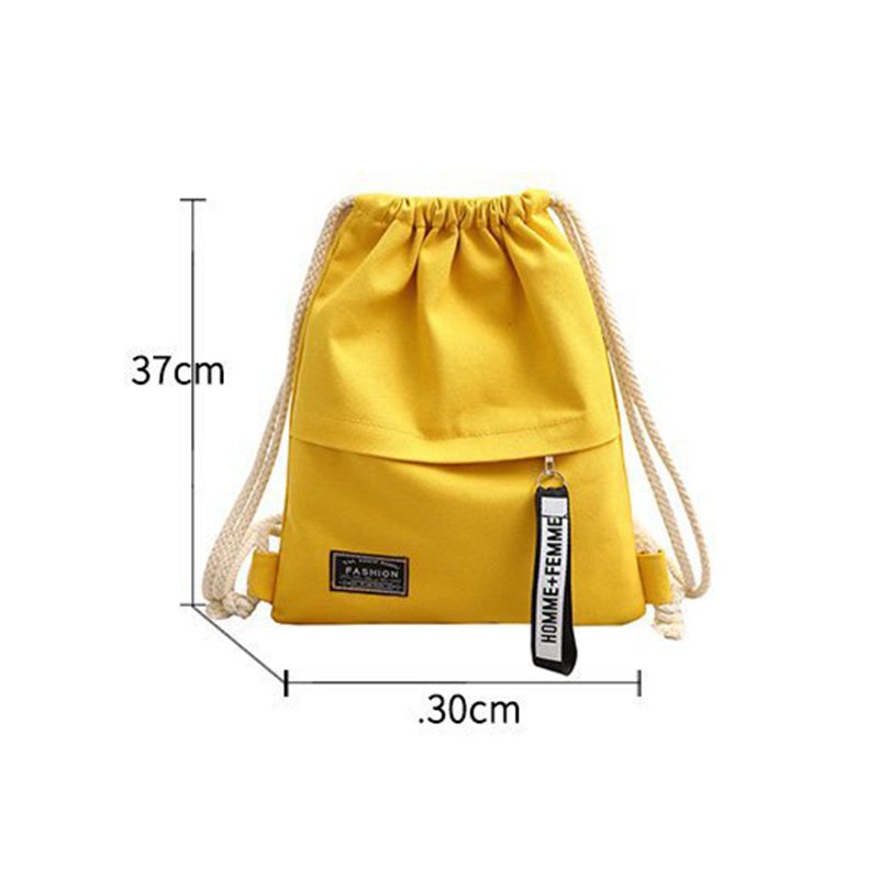 Customized Logo Pockets Cotton Canvas Drawstring Backpack Bag Canvas Pouch String Backpack For Shopping And Gym