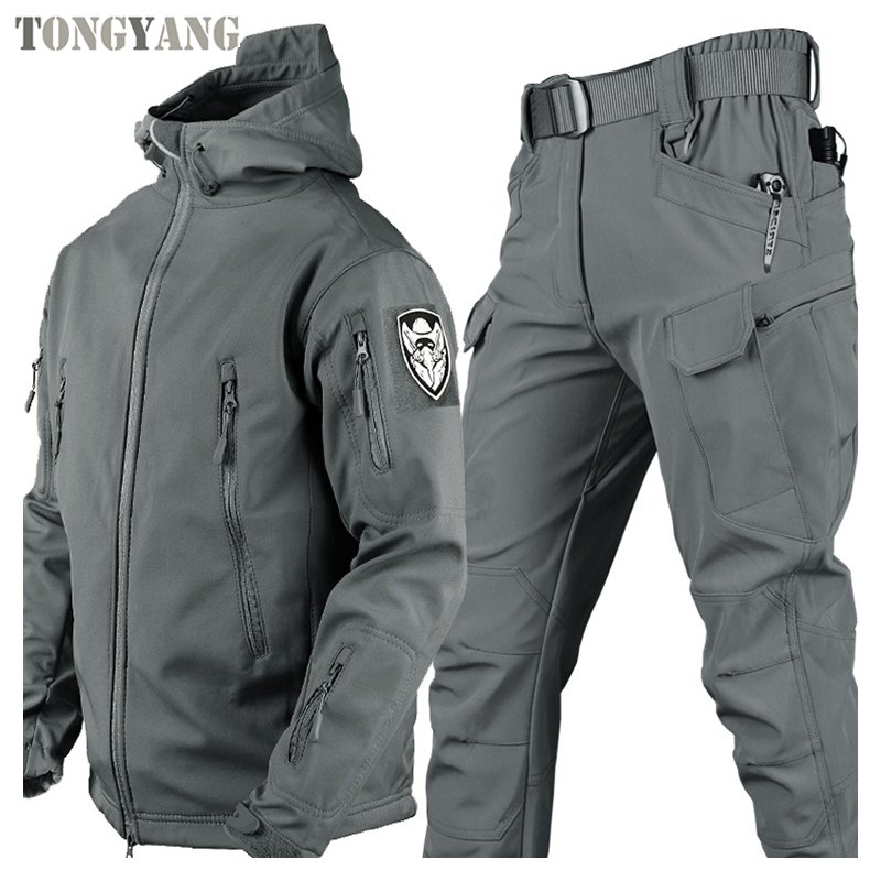 TONGYANG Outdoor Men's Autumn And Winter Fleece Warm Suit Warm Keeping Suit Hunting Clothes Tactical Soft Shell Uniform