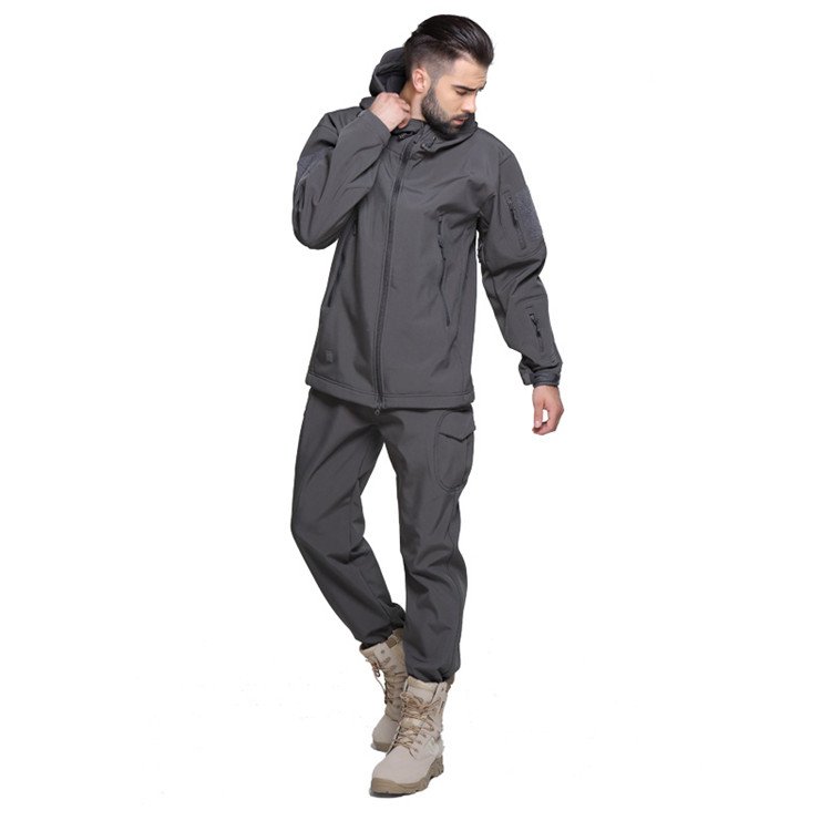 5XL Men SoftShell Hood Coat Tactical Suits Waterproof Set Camping Hiking Hunting Fishing Trousers Outfit Tracksuit Jacket Pants