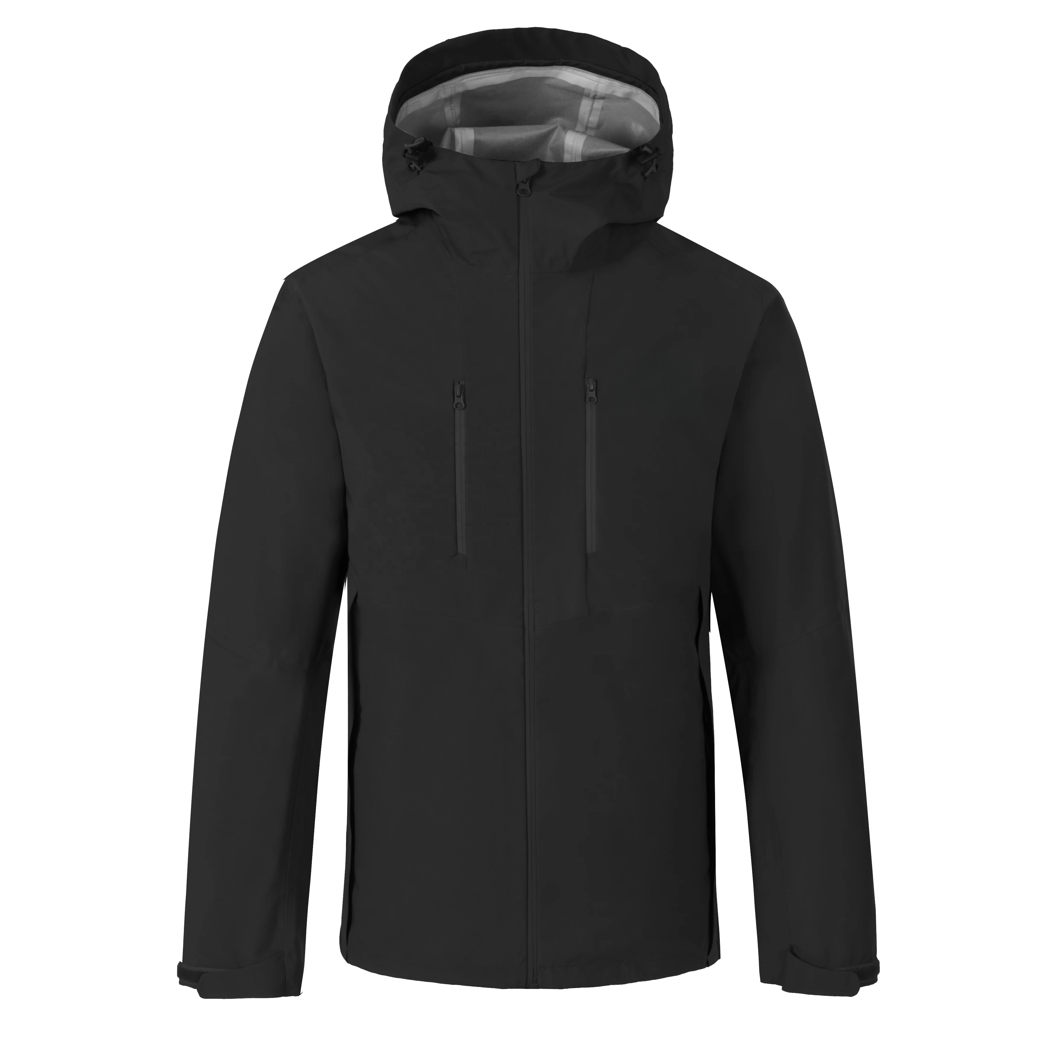 Custom Outdoor Jacket 3 Layer Waterproof Hiking Jacket Breathable Rain Jackets Hooded Windproof Windbreaker for Men and Women