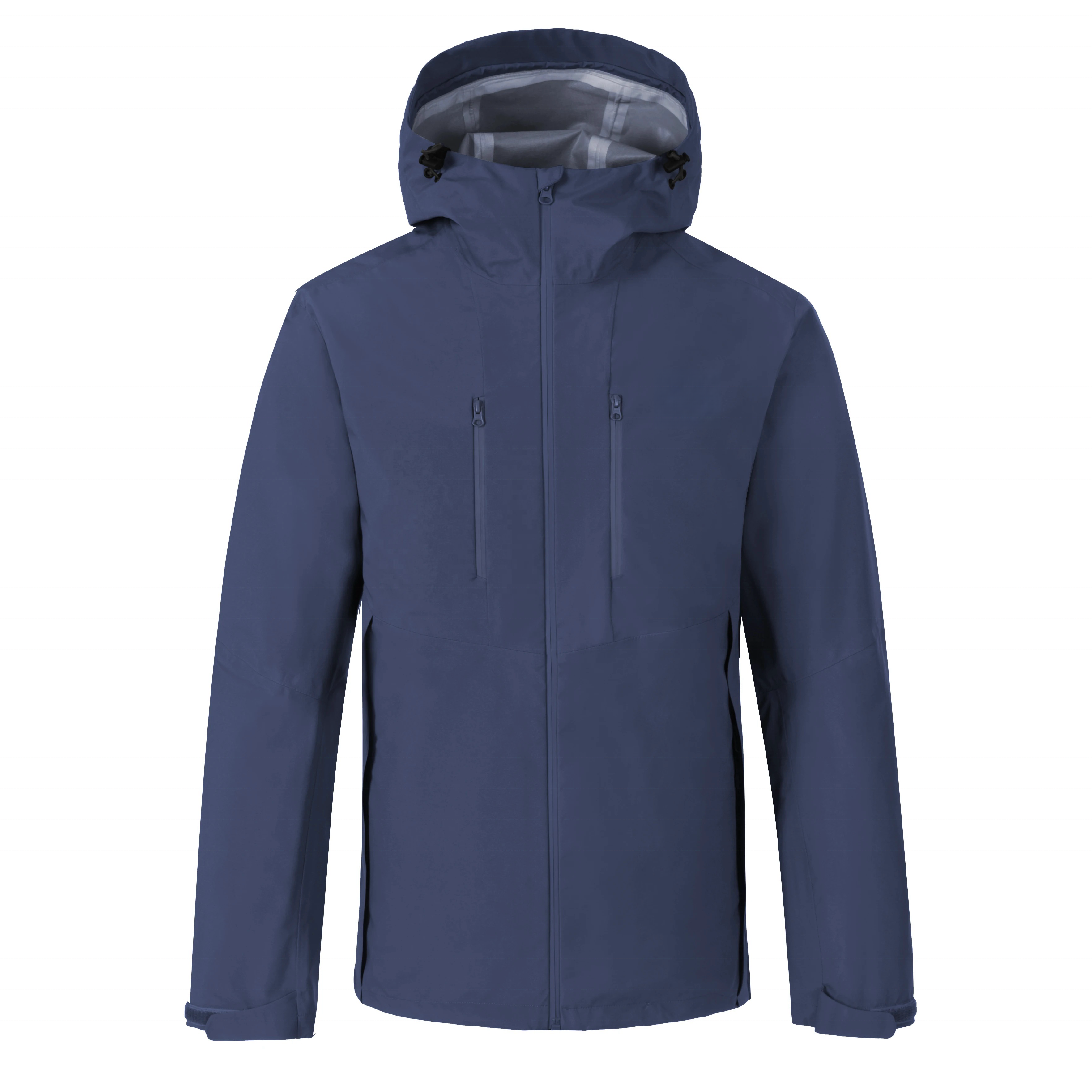 Custom Outdoor Jacket 3 Layer Waterproof Hiking Jacket Breathable Rain Jackets Hooded Windproof Windbreaker for Men and Women