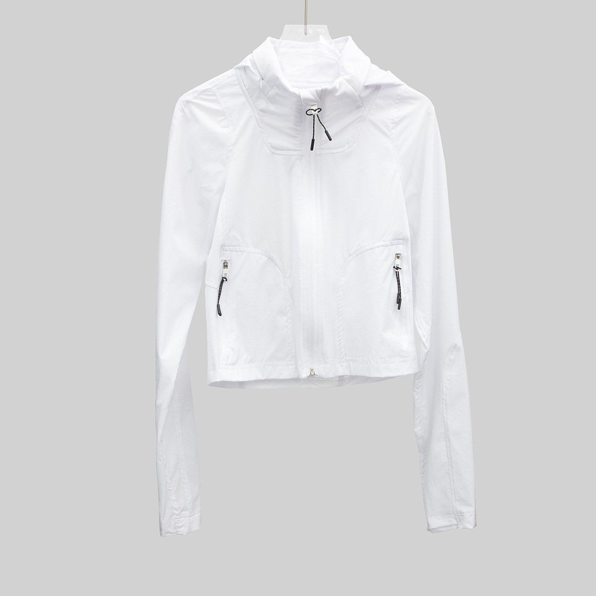 Aoyema Custom Walkout Fitness Finger Buckle Yoga Coat Sports Wear Yoga Tops Zip Jacket High Waist Shorts jackets for women