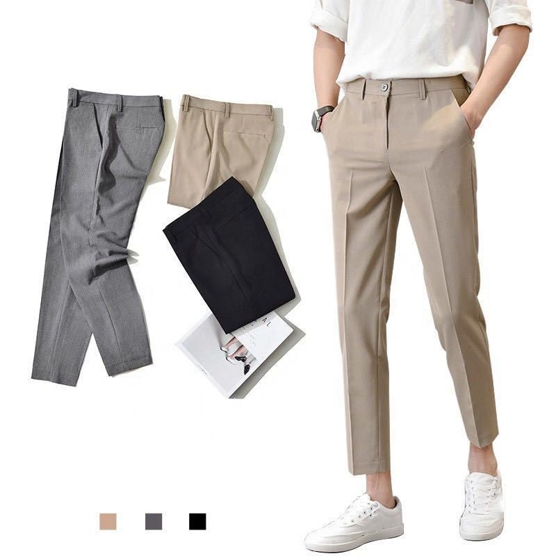 Mens Chinos Slim Fit Pants Flat Front Stretch Skinny Tapered Dress Pants Comfort Casual Solid Trousers
