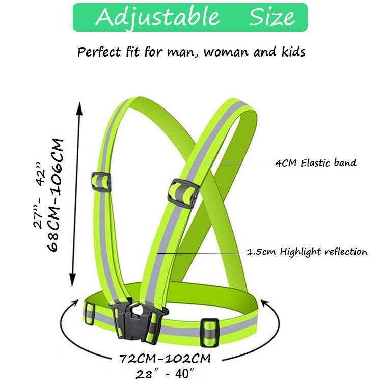 Reflective Vest Running Gear High Visibility Adjustable Safety Night Cycling Hiking Jogging Walking traffic clothing suspenders