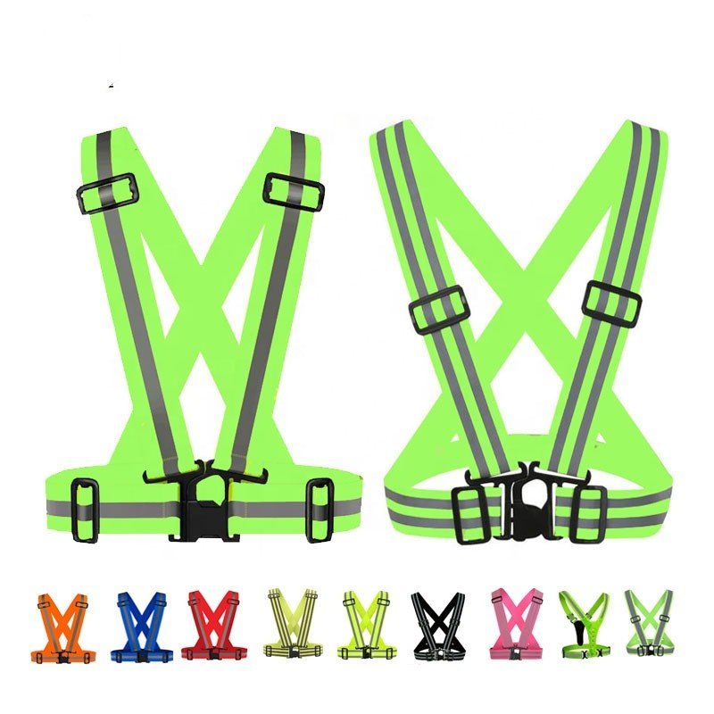 Reflective Vest Running Gear High Visibility Adjustable Safety Night Cycling Hiking Jogging Walking traffic clothing suspenders