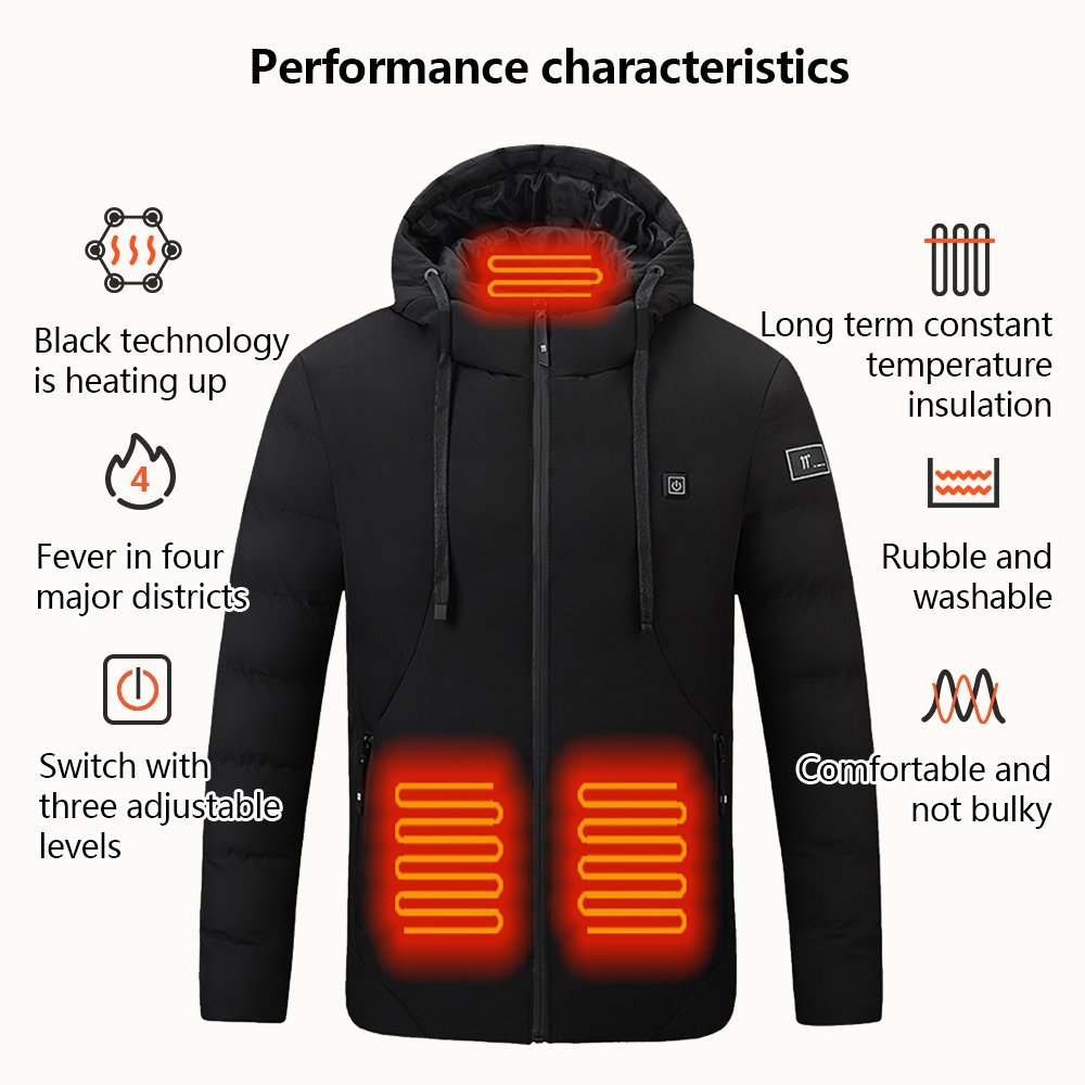 Custom Outdoor Waterproof Motorcycles Hiking Ski Softshell Hood Clothing Men'S Heated Jacket With Battery Pack 7.4v