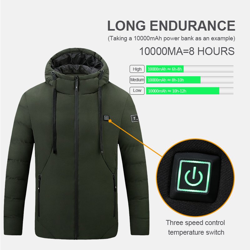 Custom Outdoor Waterproof Motorcycles Hiking Ski Softshell Hood Clothing Men'S Heated Jacket With Battery Pack 7.4v
