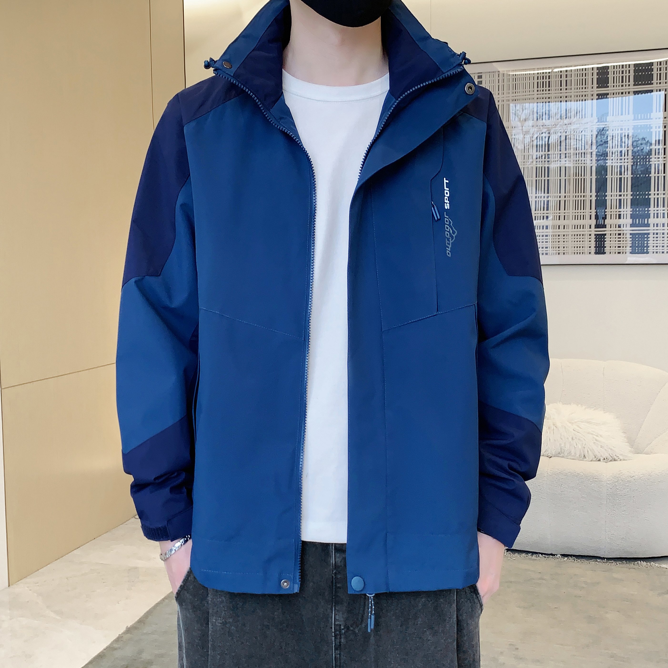 Unisex Waterproof Outdoor Jacket for Men Windproof Windbreaker with Zipper Closure for Hiking Camping Hunting Trekking Climbing