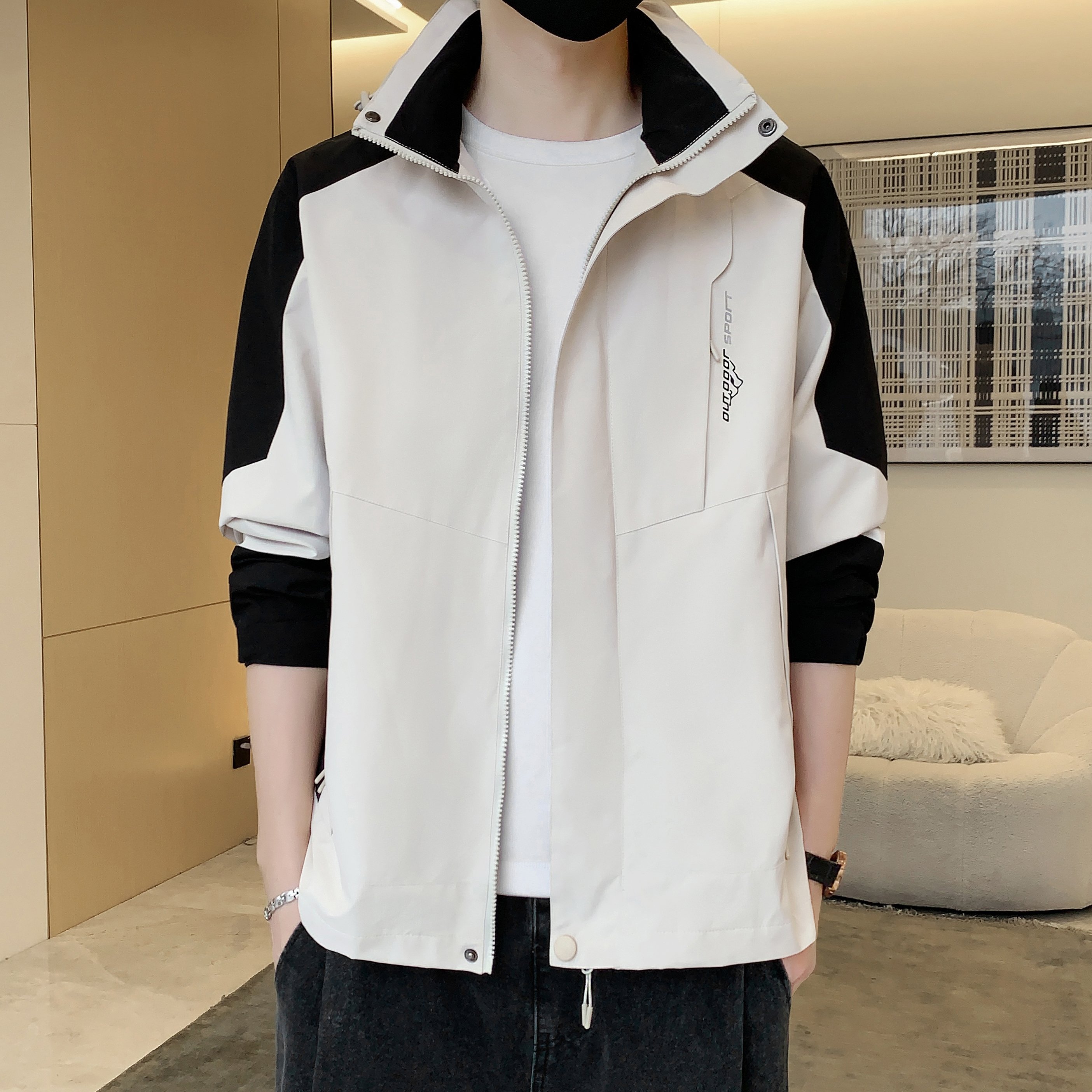Unisex Waterproof Outdoor Jacket for Men Windproof Windbreaker with Zipper Closure for Hiking Camping Hunting Trekking Climbing